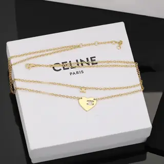 Celine double-layer heart necklace