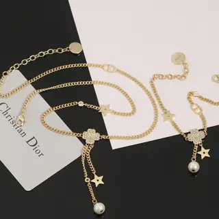 Dior four-leaf clover star light luxury niche temperament bracelet necklace