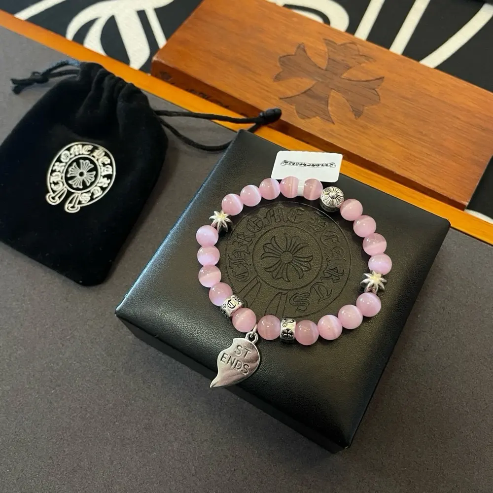 Chrome Hearts classic pink cat-eye retro multi-element bracelet