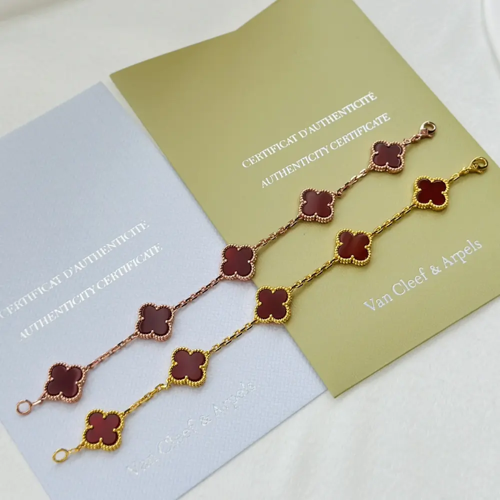 Van Cleef & Arpels five-flowered red agate bracelet