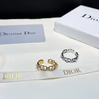【Dior Oval Pearl Open Ring】Simple retro old oval ring with pearl design