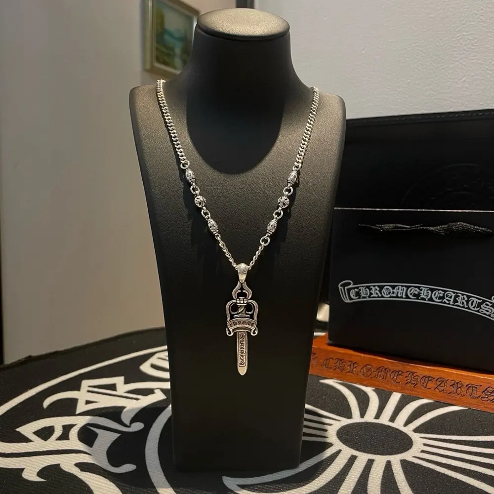 Chrome Hearts Classic Retro Multi-element Sideways Necklace Sword Pendant