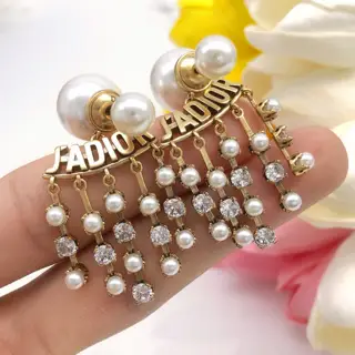 New DIOR letter tassel earrings The same brass material as the counter
