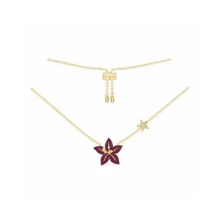 Apm monaco tropical rose red diamond big red flower necklace