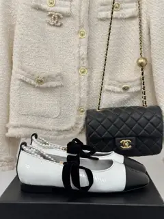Chanel classic pearl chain anklet Mary Jane shoes