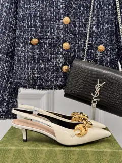Gucci metal chain slingback sandals