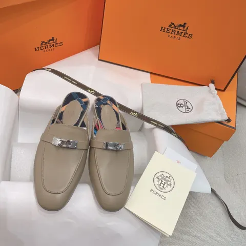 Birkenstock Hermès official website synchronized Kelly buckle mules/closed toe half slippers
