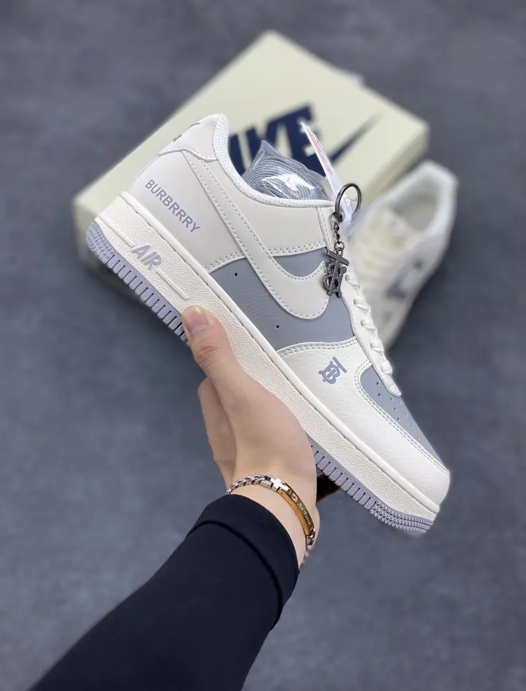 BURBERRY joint-beige “Air Force One” low-top sports shoes casual shoes hemming sewing BB8588-225