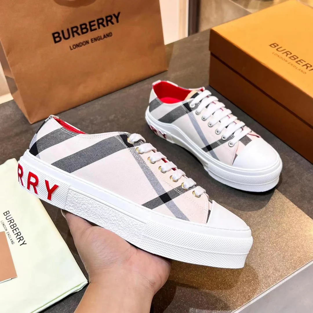 BURBERRY Retro plaid cotton sneakers