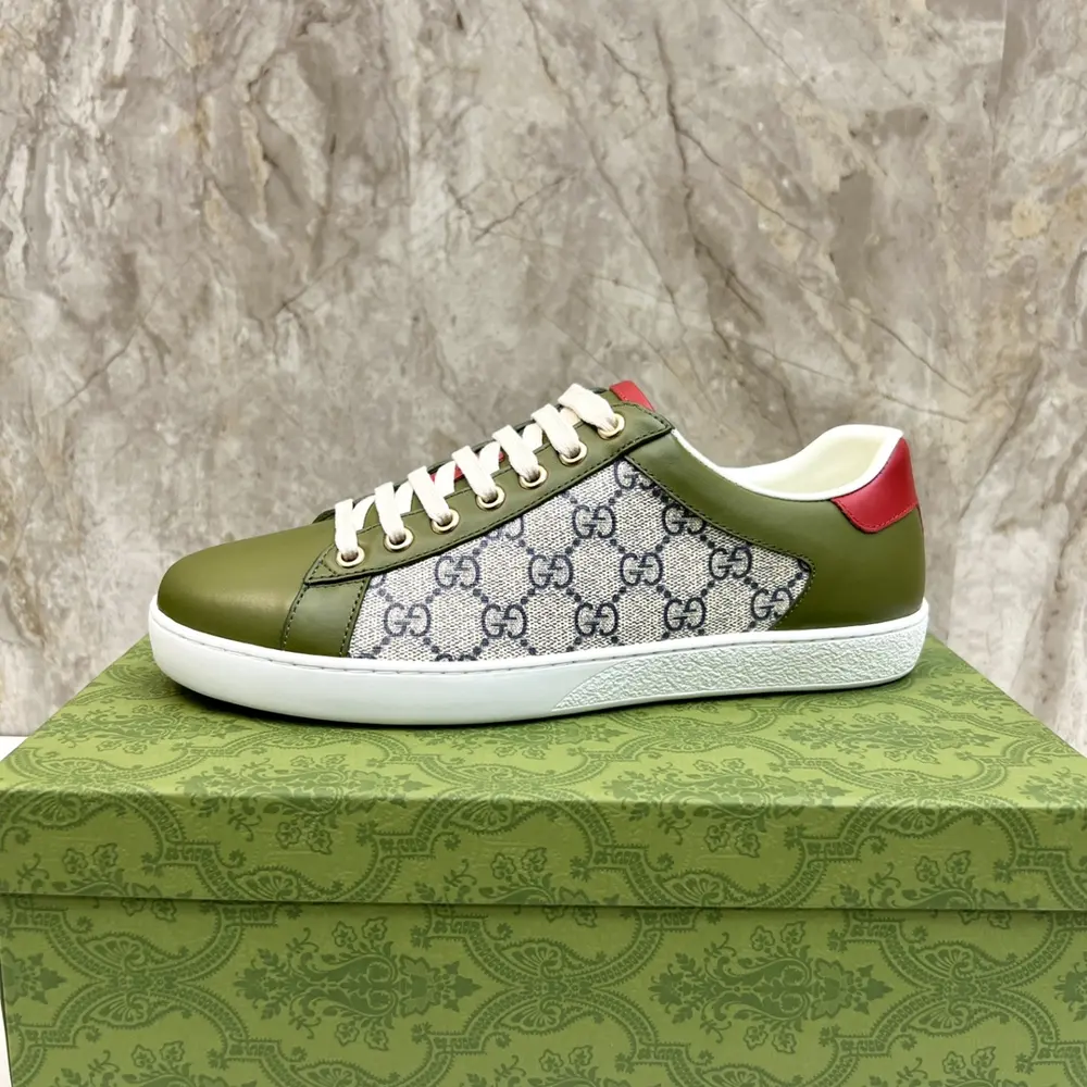 Gucci casual sneakers lace-up white shoes