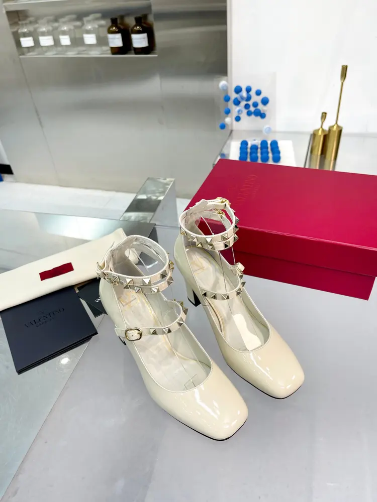 Valentino’s new patent leather version of the classic V-buckle sandals. New and upgraded