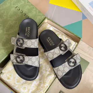 Gucci Double G Presbyopic Flip Flops Cross Sandals Thick Sole Slippers Beach Shoes