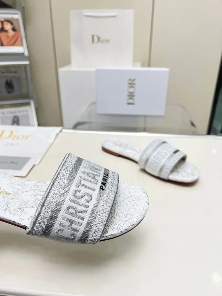 Dior leather slippers with monogram embroidery