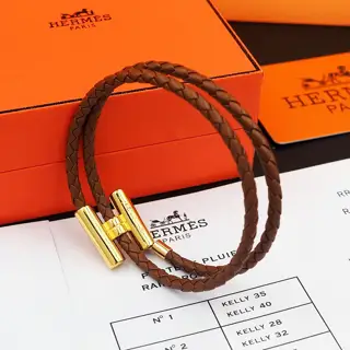 Hermes Men’s double-loop leather bracelet