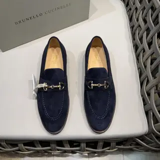 Brunello Cucinelli leather horsebit moccasin shoes|The fabric
