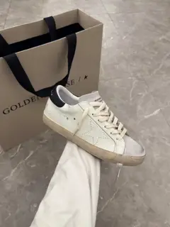 Golden Goose Black Tail Punching Star Couple Style. Original high version Shoes