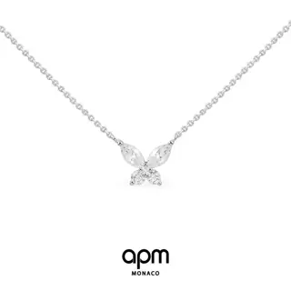 Apm monaco new butterfly horse-eye diamond necklace silver
