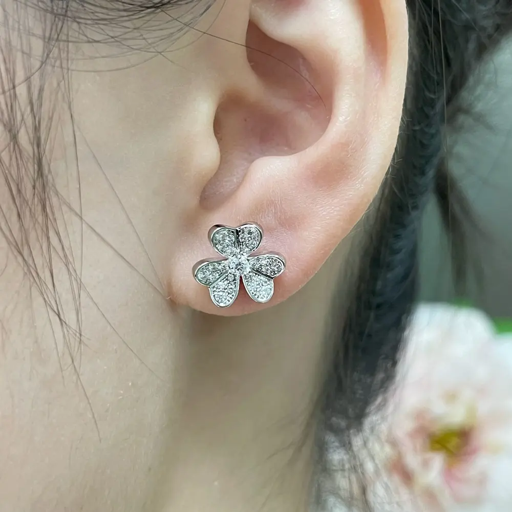 Van Cleef & Arpels Mini Diamond Clover Earrings