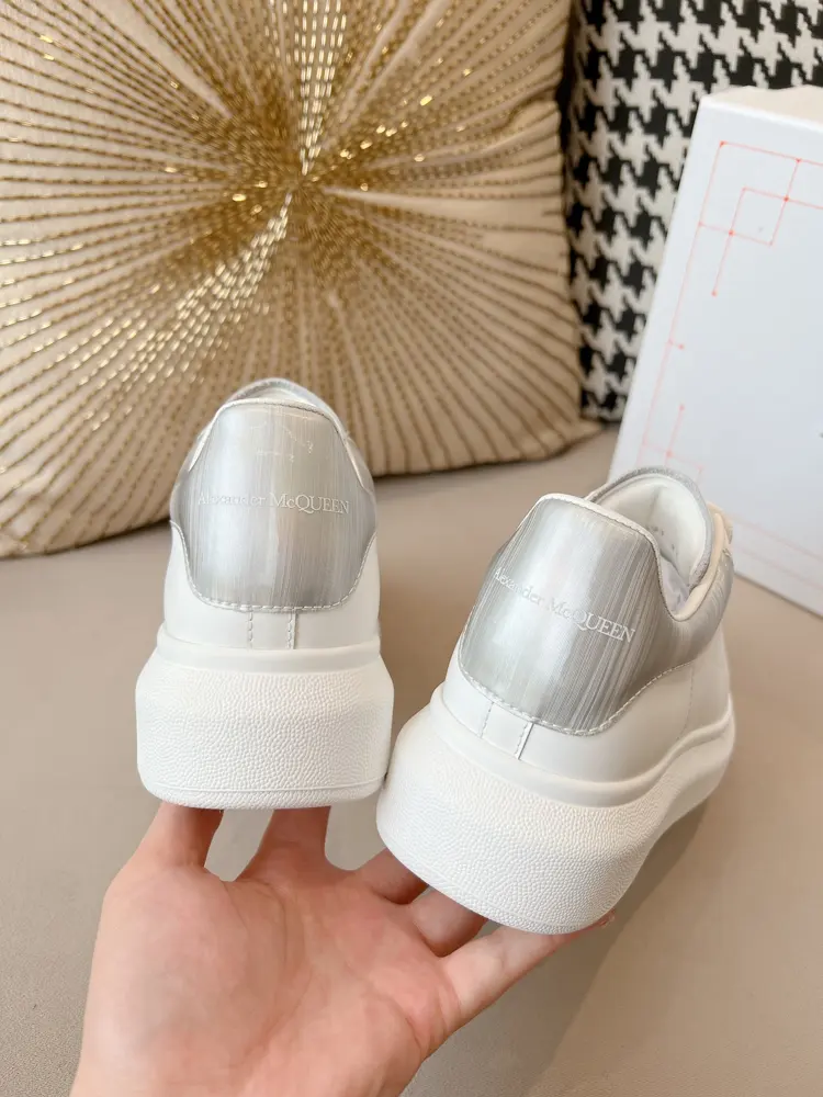 Alexander McQueen classic white shoes brushed silver tail