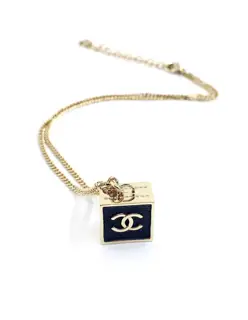Chanel black square necklace
