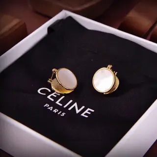 Celine gold and white shell earrings