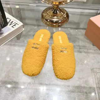 Miu Miu Miu 2024 new wool slippers Sweet and fresh
