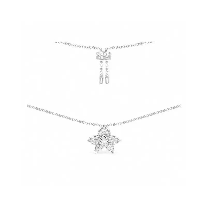 Apm monaco silver simple flower necklace