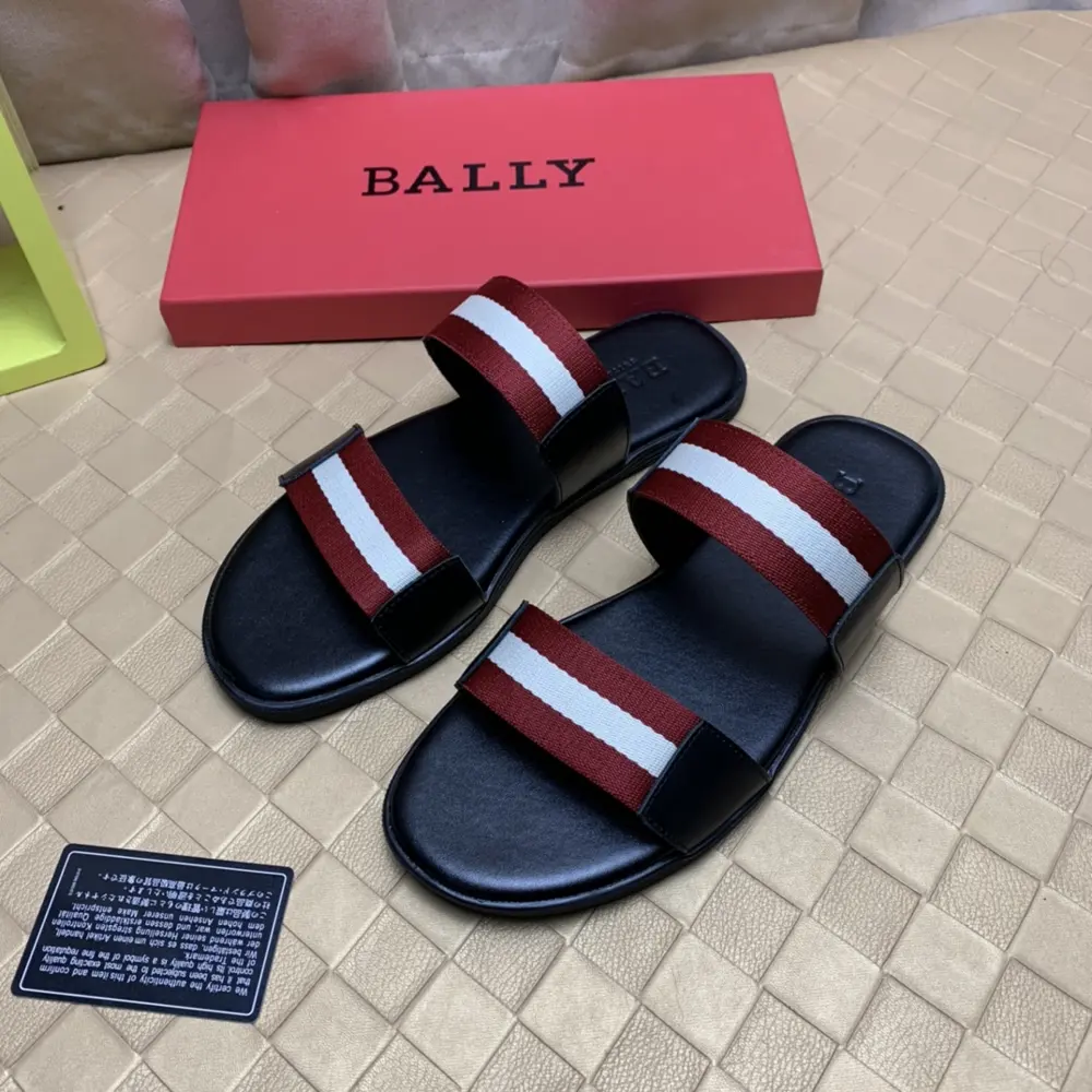 BALLY slippers are imported top-grain leather