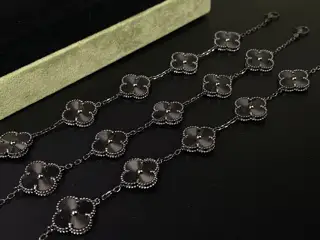 Van Cleef & Arpels Gunmetal Laser Engraved Bracelet