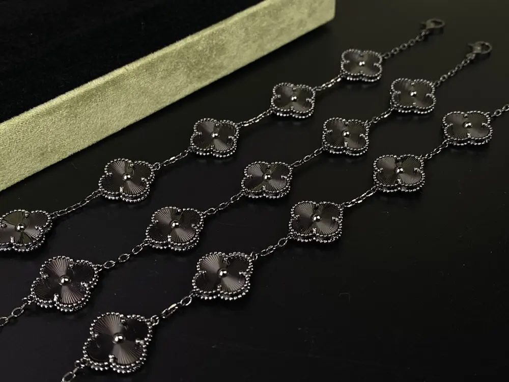Van Cleef & Arpels Gunmetal Laser Engraved Bracelet