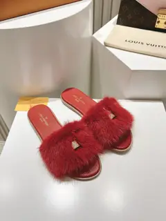 Louis Vuitton full leather flat open toe sandals