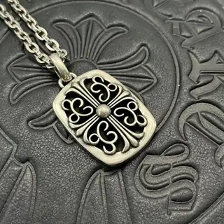 Chrome Hearts vine cross tag necklace
