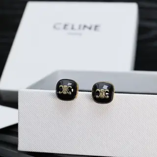 Celine Arc de Triomphe new square enamel full diamond earrings