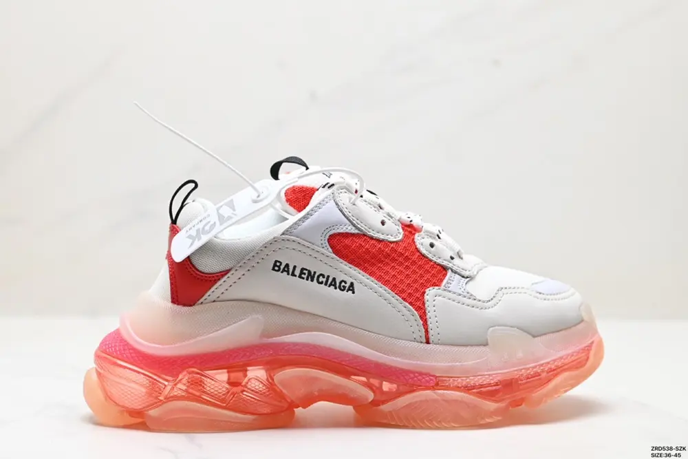 Balenciaga Triple S Clear Sole polyester fabric leather shock-absorbing non-slip Shoes 544351