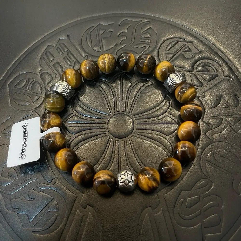 Chrome Hearts Classic Vintage Tiger Eye Stone Multi-element Bracelet