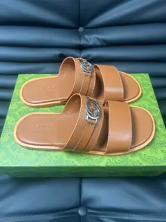 Gucci Double G Presbyopic Flip Flops Cross Sandals Thick Sole Slippers Beach Shoes