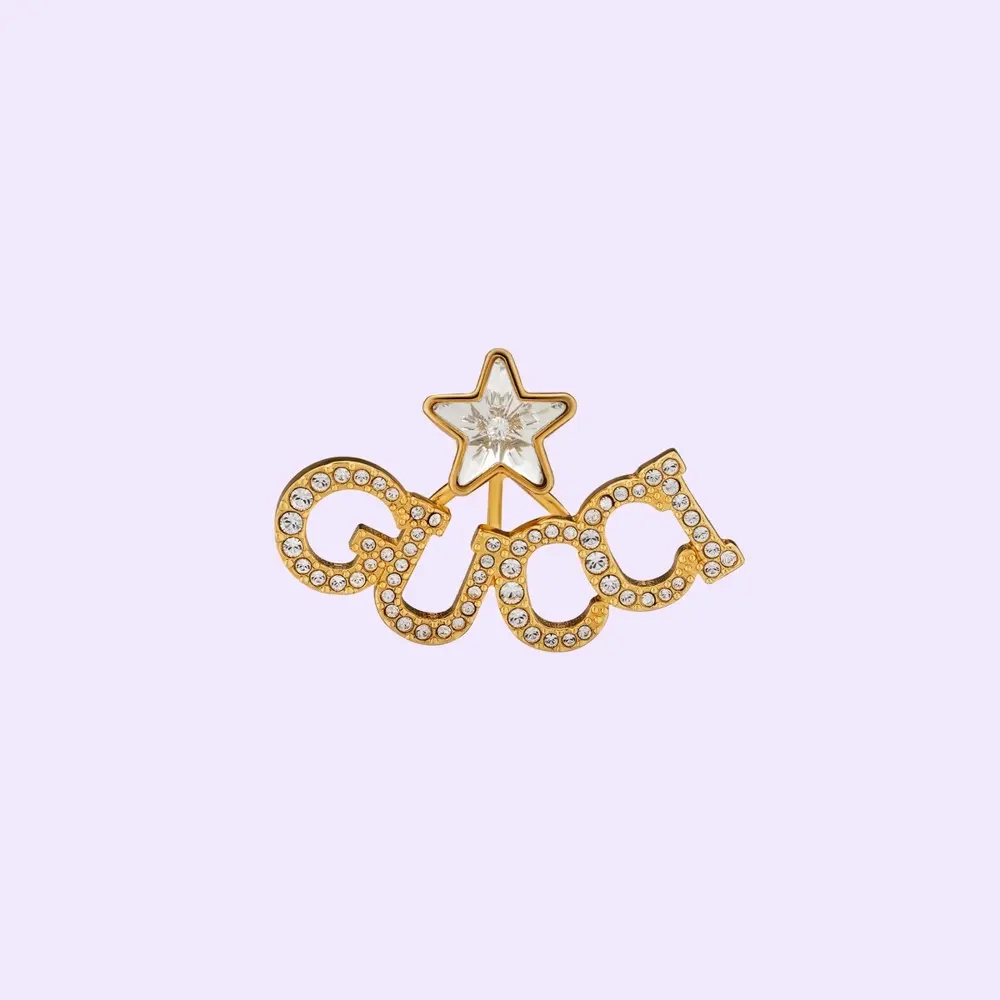 Gucci rhinestone letter star inlaid earrings