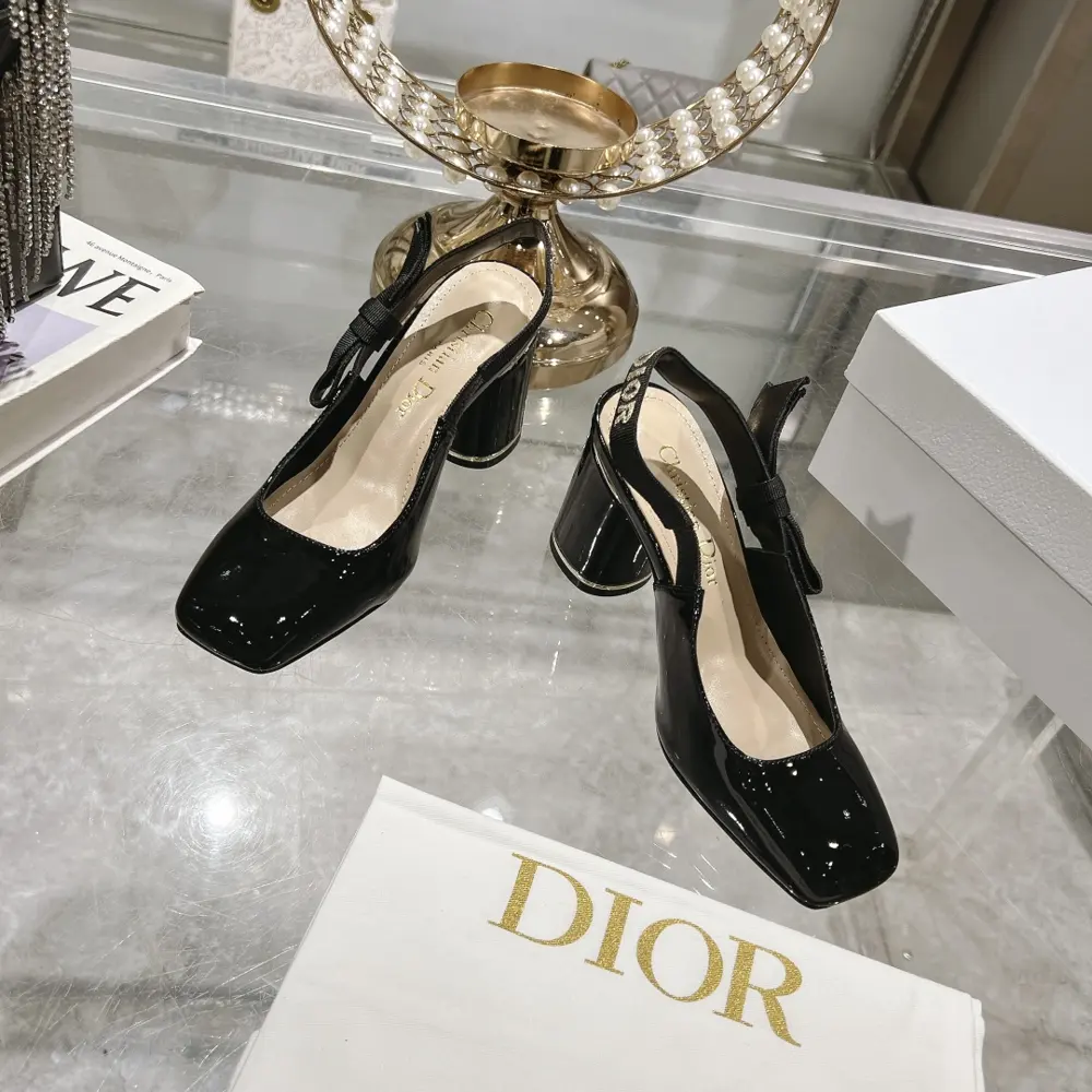 Dior 2025 early spring new Rhodes series special-shaped heel slingback women’s sandals