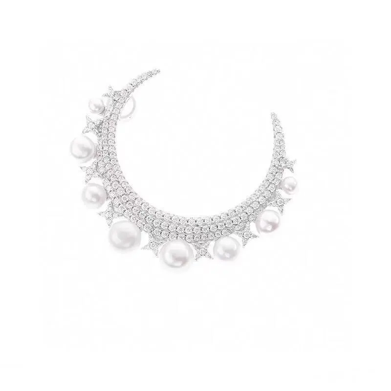 Apm monaco single Thousand and One Nights star and moon pearl earrings