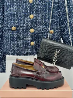 Miu Miu Miu classic catwalk style coin platform loafers