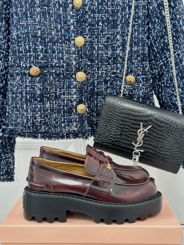 Miu Miu Miu classic catwalk style coin platform loafers