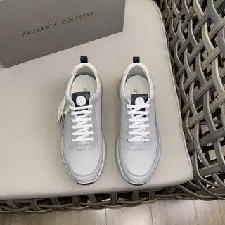 Brunello Cucinelli color-blocked sports flats for men. This pair of flat sports shoes