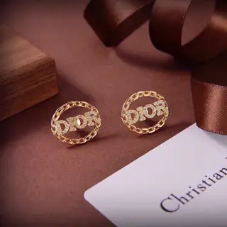 DIOR letter earrings The same brass material as the counter