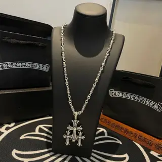 Chrome Hearts Cross Flower Ball Skull Necklace. Thirty Cross Pendants