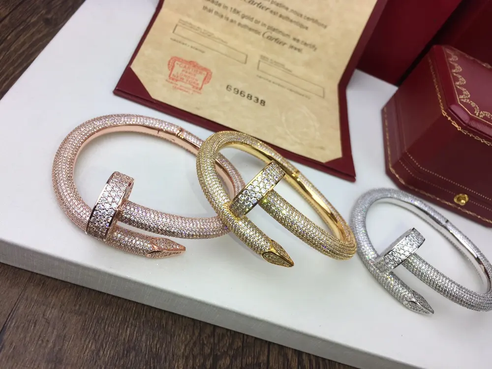 Cartier thick diamond nail bracelet