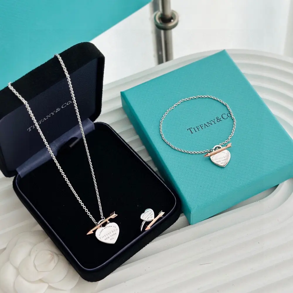 Tiffany Heart with an Arrow Heart Necklace