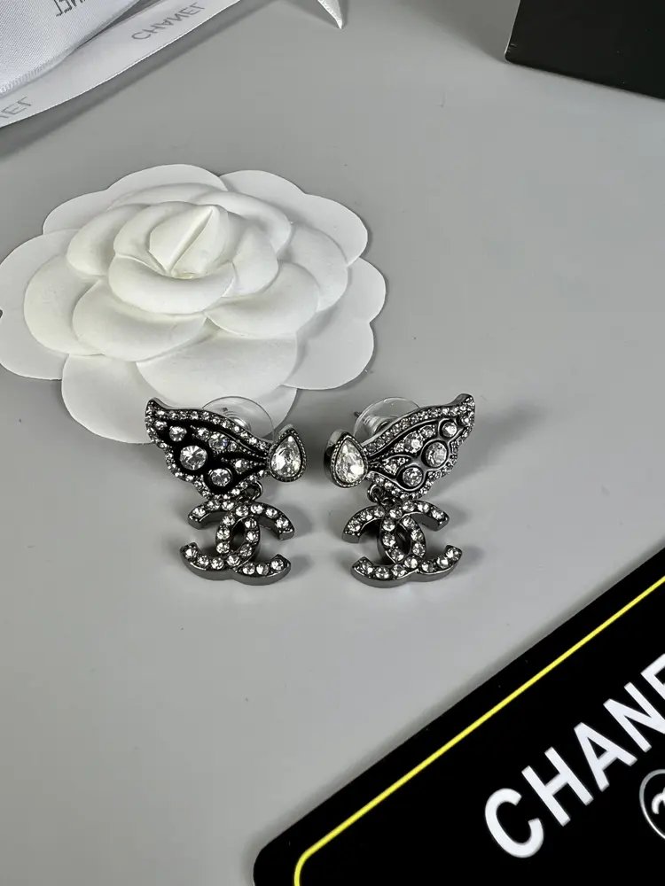 Chanel Butterfly Wings Double C Earrings