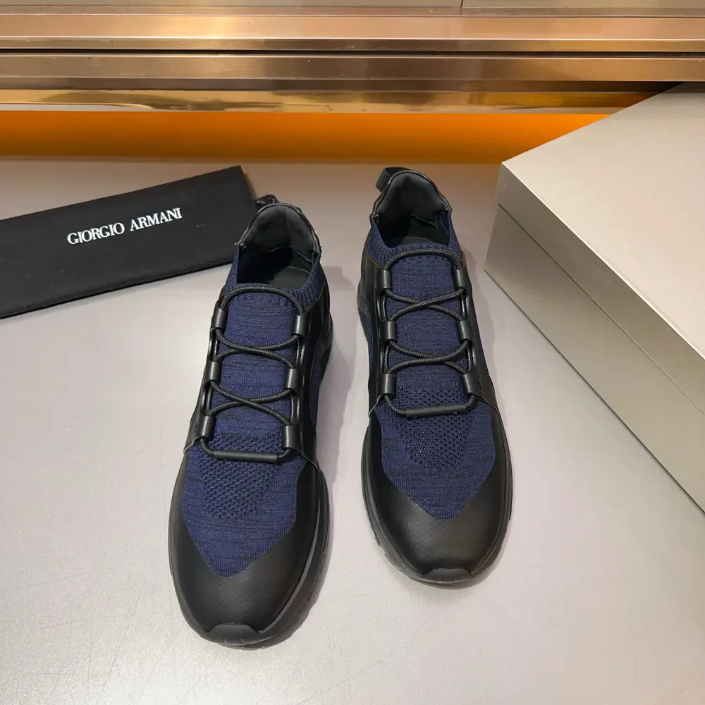 Armani Spring and Summer High Elastic Flyknit Slip-On Casual Sports Men’s Shoes Arrive