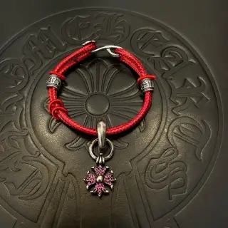 Chrome Hearts classic retro multi-element cross flower pendant red bracelet