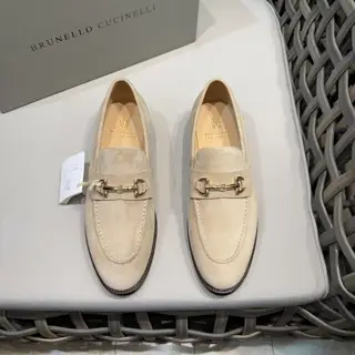 Brunello Cucinelli leather horsebit moccasin shoes|The fabric